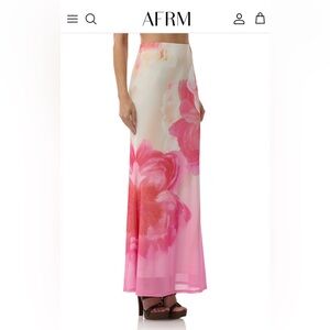 AFRM Cream Orange pink Tegan maxi skirt M